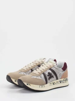Premiata – Sneaker aus Veloursleder und Pailletten-Mesh