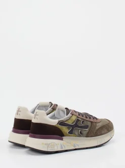Premiata – Sneaker aus Veloursleder und Textil olivgrün