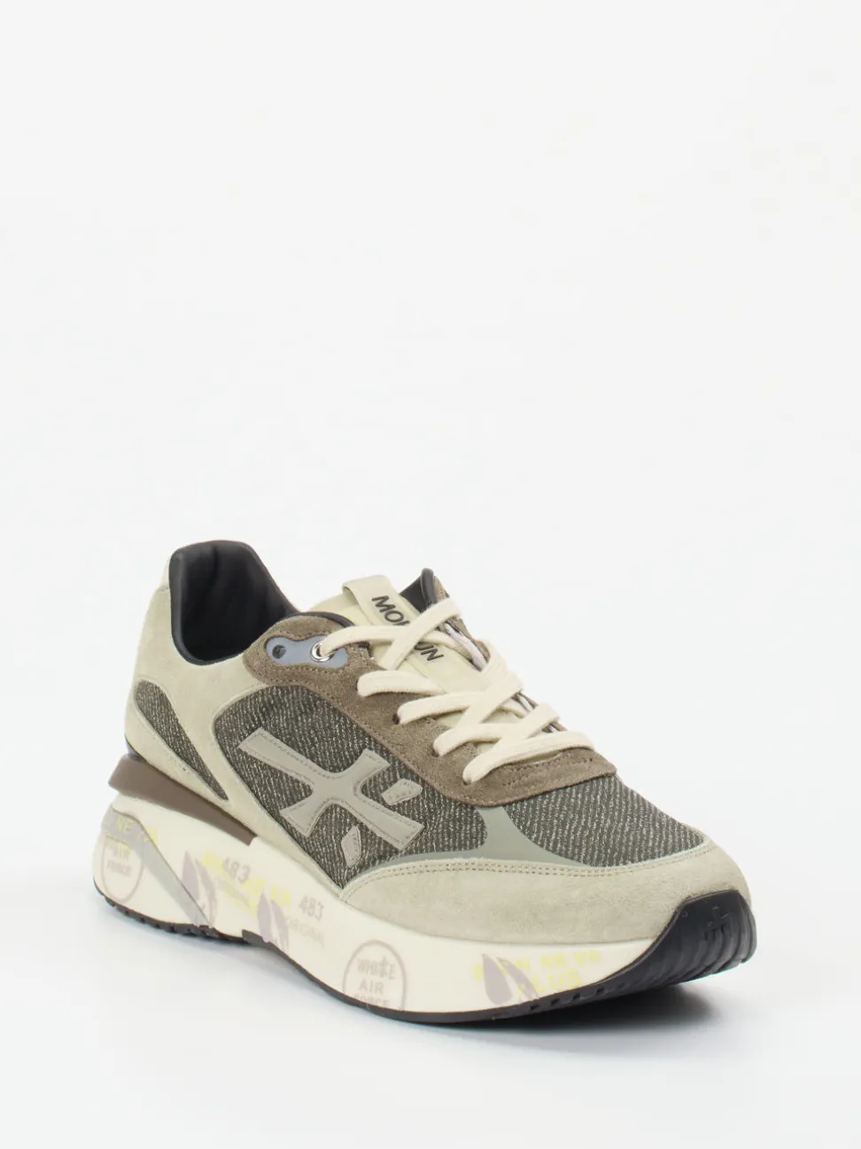 Premiata – Sneaker aus Veloursleder und Mesh beige