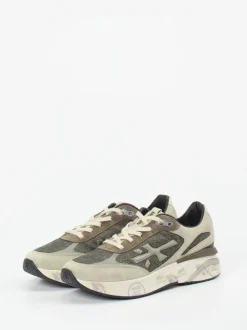 Premiata – Sneaker aus Veloursleder und Mesh beige