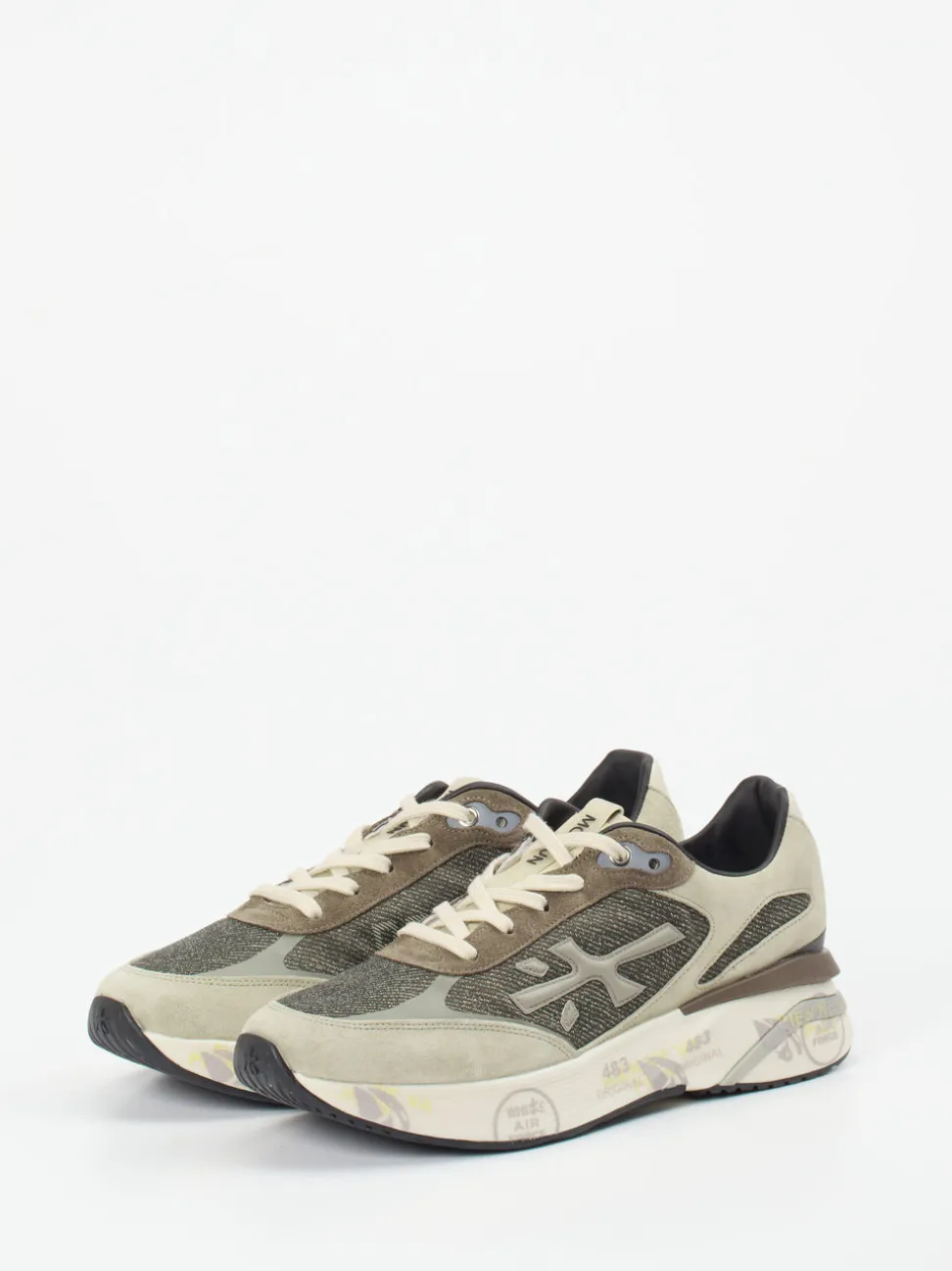 Premiata – Sneaker aus Veloursleder und Mesh beige