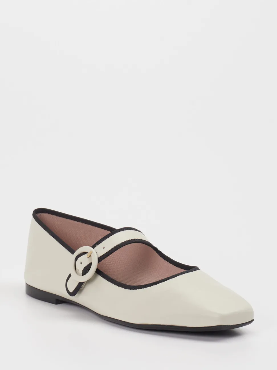 Pretty Ballerinas – Mary Jane Flats aus Glattleder Cremeweiß