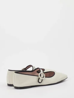 Pretty Ballerinas – Mary Jane Flats aus Glattleder Cremeweiß