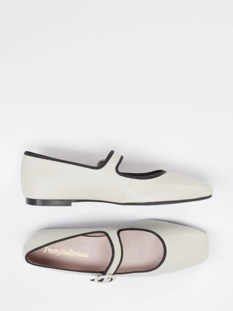 Pretty Ballerinas – Mary Jane Flats aus Glattleder Cremeweiß