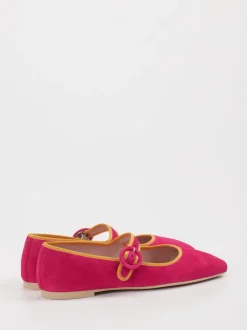 Pretty Ballerinas – Mary-Jane-Ballerinas aus Veloursleder Pink