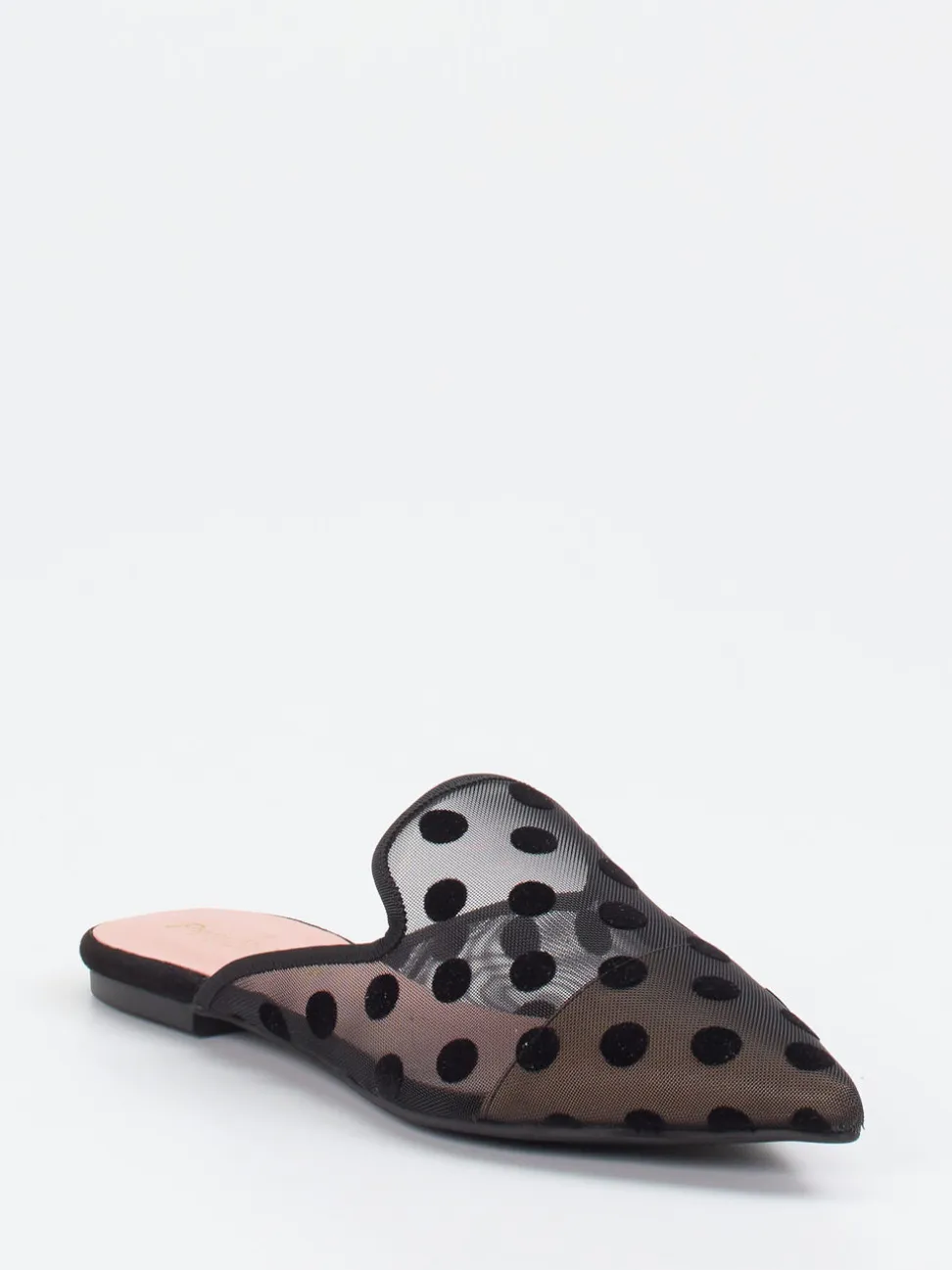 Pretty Ballerinas – Mules aus Netz mit Samt-Punkten schwarz