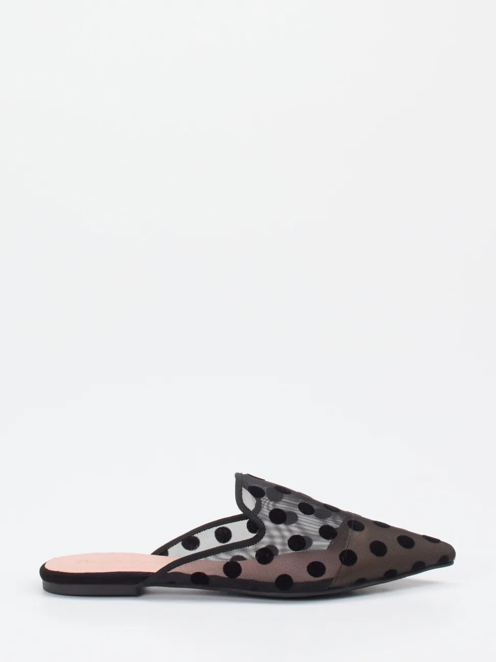 Pretty Ballerinas – Mules aus Netz mit Samt-Punkten schwarz