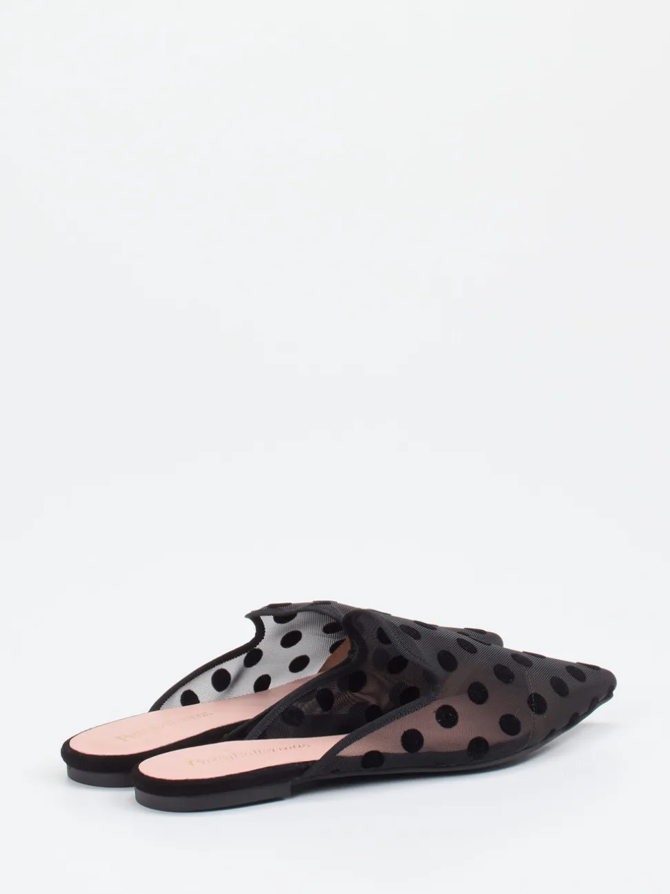 Pretty Ballerinas – Mules aus Netz mit Samt-Punkten schwarz
