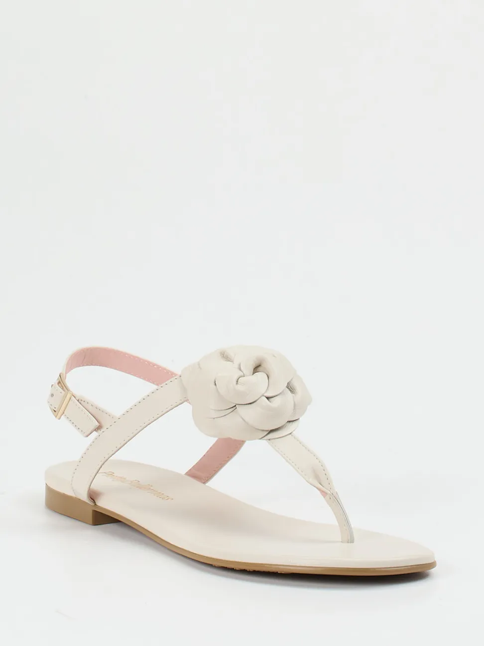 Pretty Ballerinas – Zehentrenner aus Lammleder Cremeweiß