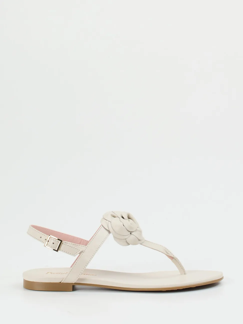 Pretty Ballerinas – Zehentrenner aus Lammleder Cremeweiß