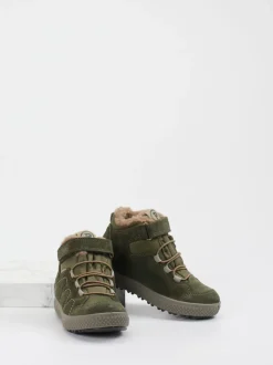 Primigi – Stiefeletten aus Veloursleder olivgrün
