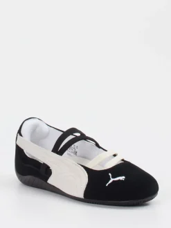 Puma – Ballerinas aus Veloursleder Schwarz