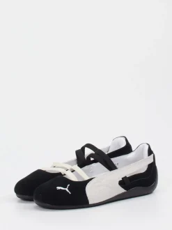 Puma – Ballerinas aus Veloursleder Schwarz