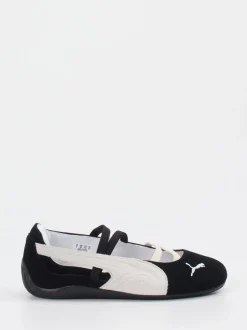 Puma – Ballerinas aus Veloursleder Schwarz