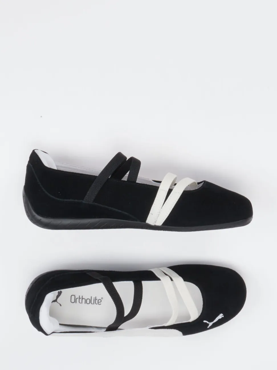 Puma – Ballerinas aus Veloursleder Schwarz