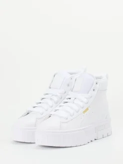 Puma – High-Top-Sneaker aus Leder in Weiß-Gold