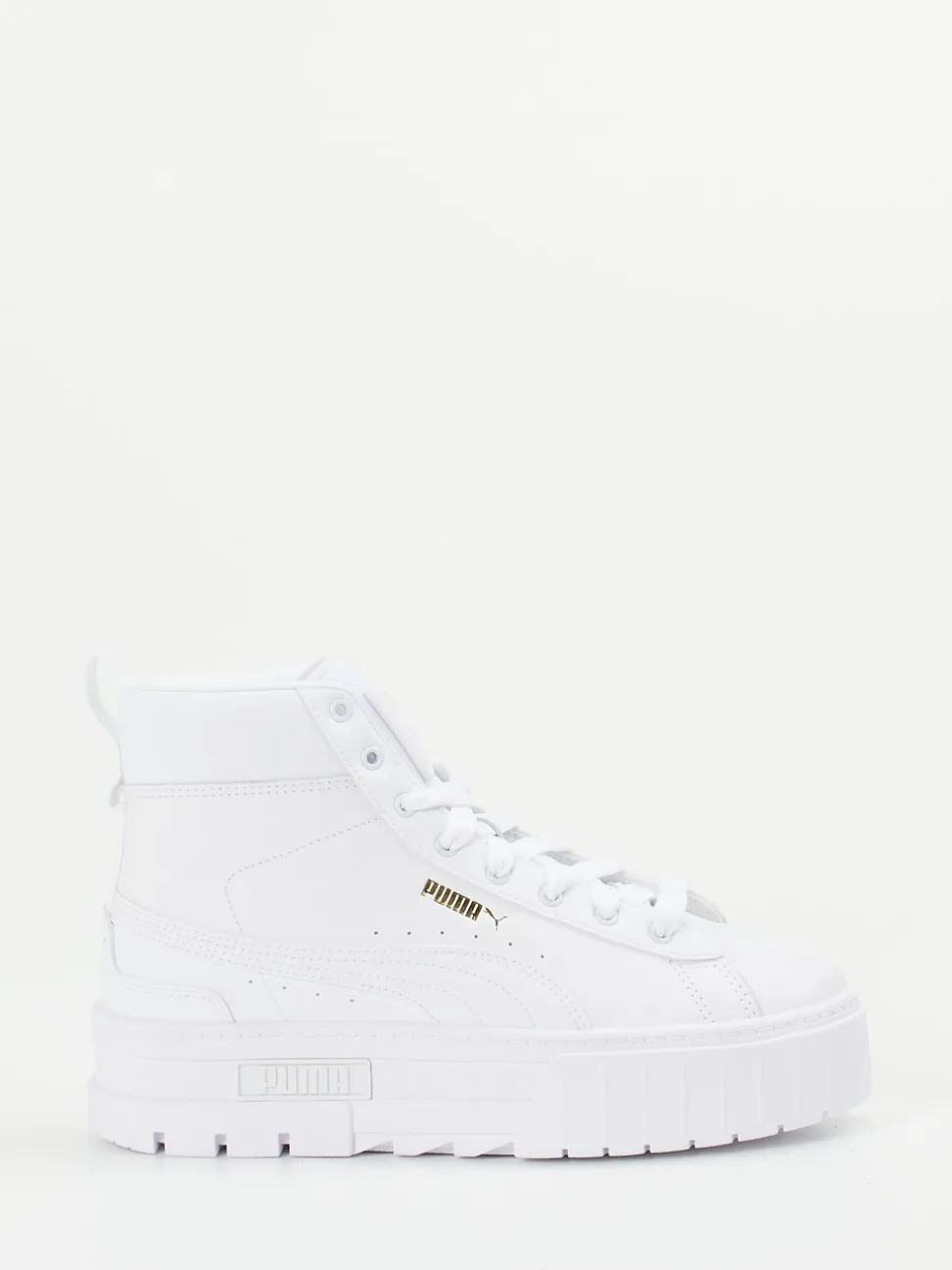Puma – High-Top-Sneaker aus Leder in Weiß-Gold