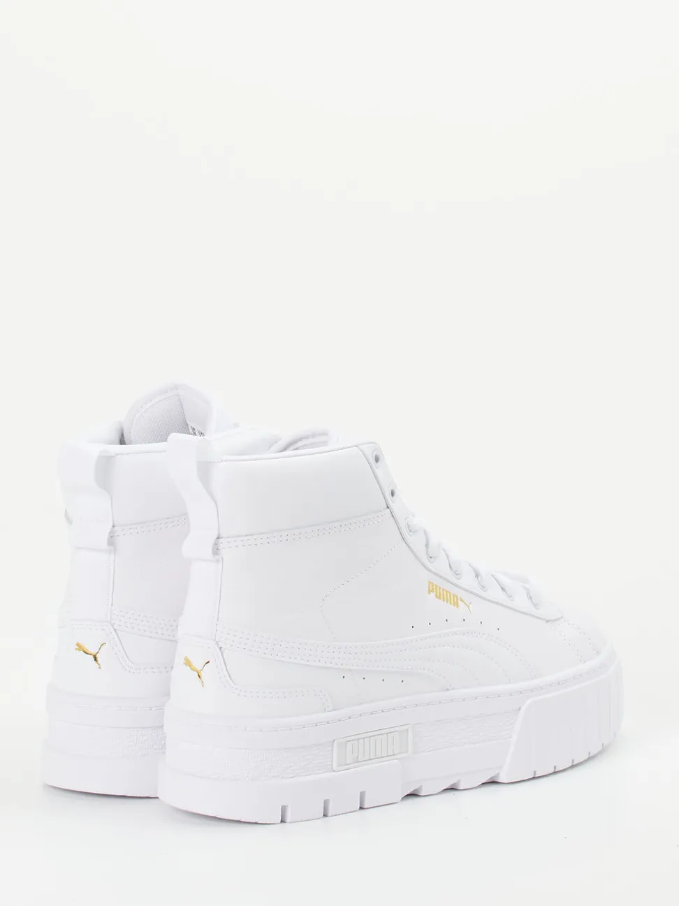 Puma – High-Top-Sneaker aus Leder in Weiß-Gold
