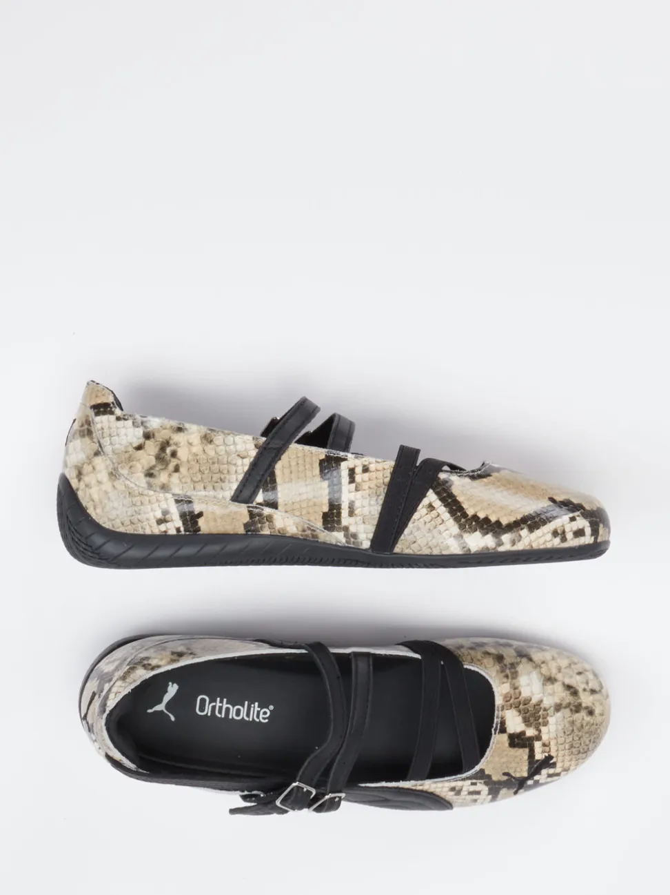Puma – Mary Jane Ballerinas aus Leder Snake-Optik