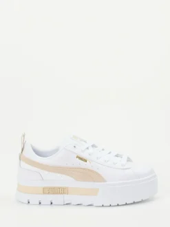 Puma – Plateau-Sneaker aus Leder Weiß-Beige