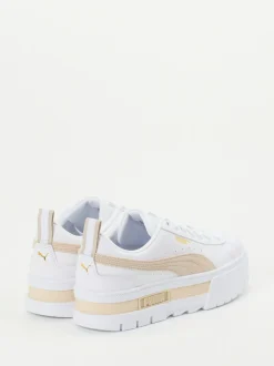 Puma – Plateau-Sneaker aus Leder Weiß-Beige