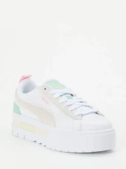 Puma – Plateau-Sneaker aus Leder in Weiß Pastell