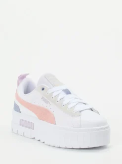 Puma – Plateau-Sneaker aus Leder in Weiß