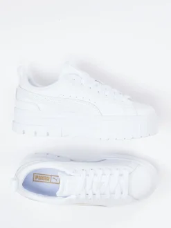 Puma – Plateau-Sneaker aus Leder in Weiß