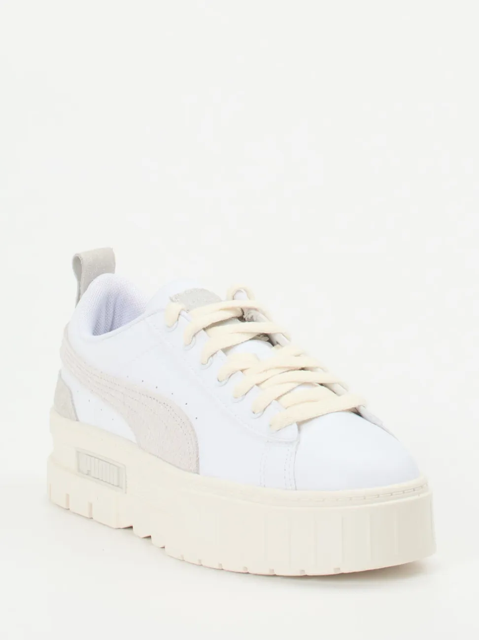 Puma – Platform Sneaker aus Leder Offwhite