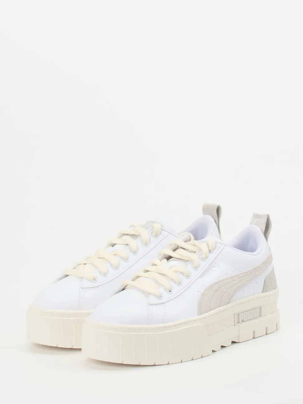 Puma – Platform Sneaker aus Leder Offwhite