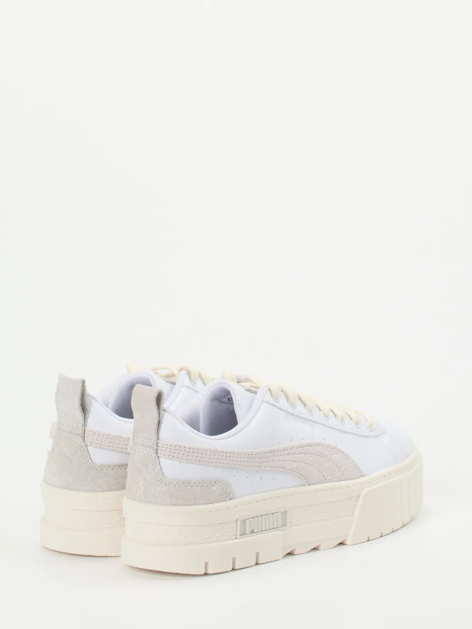 Puma – Platform Sneaker aus Leder Offwhite