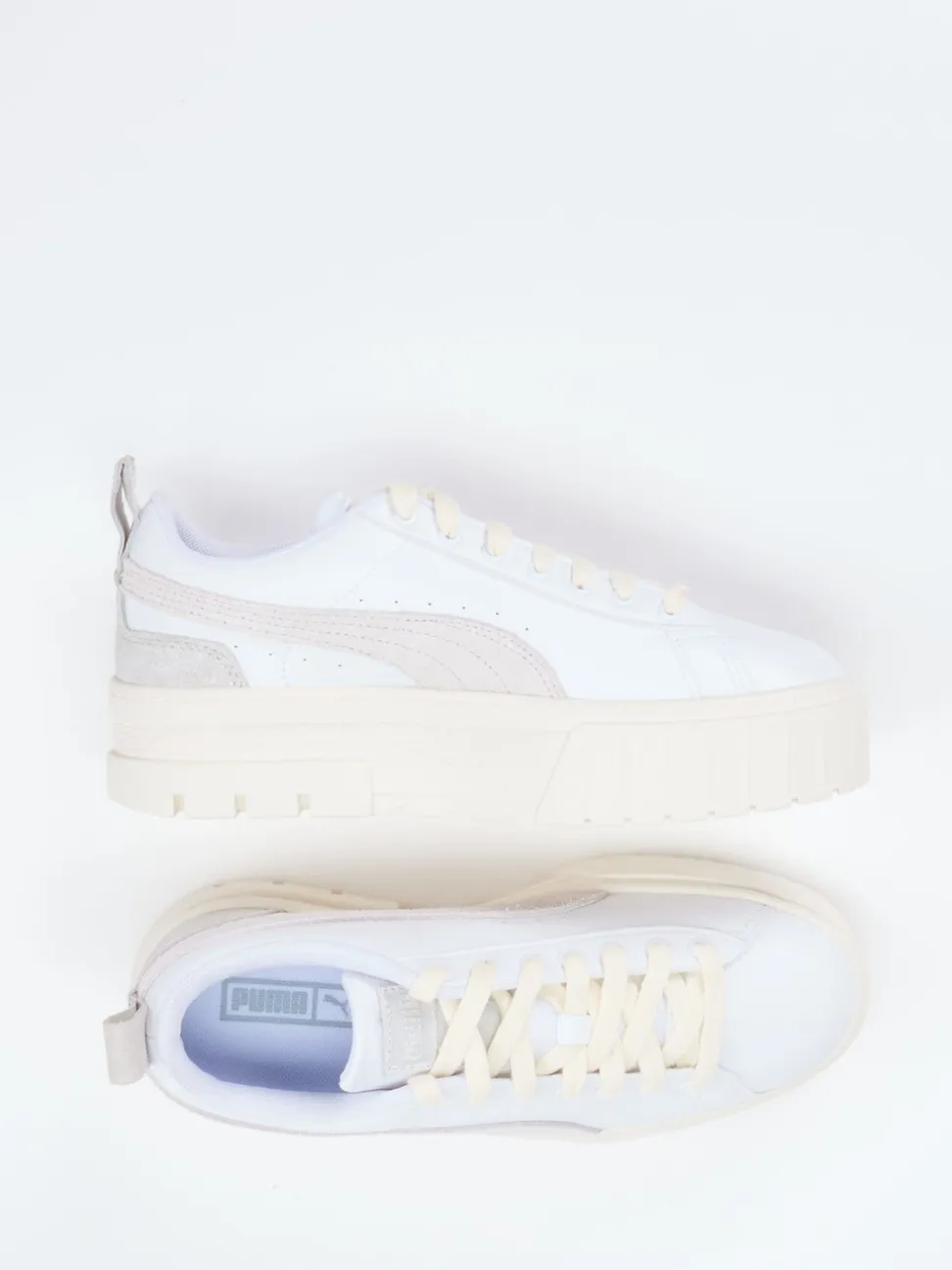 Puma – Platform Sneaker aus Leder Offwhite