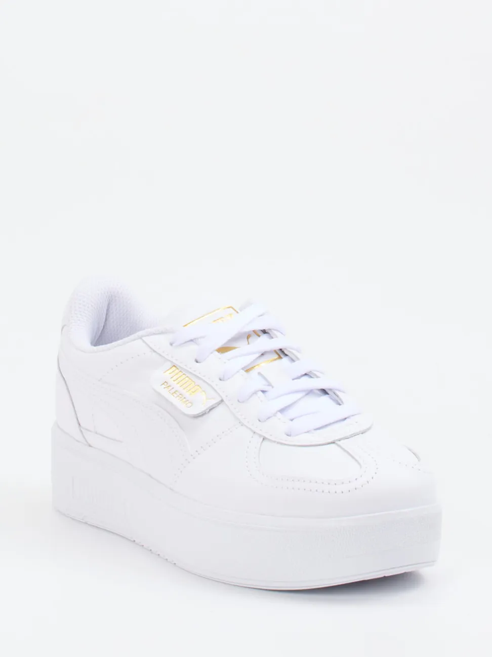 Puma – Platform Sneaker aus Glattleder Weiß