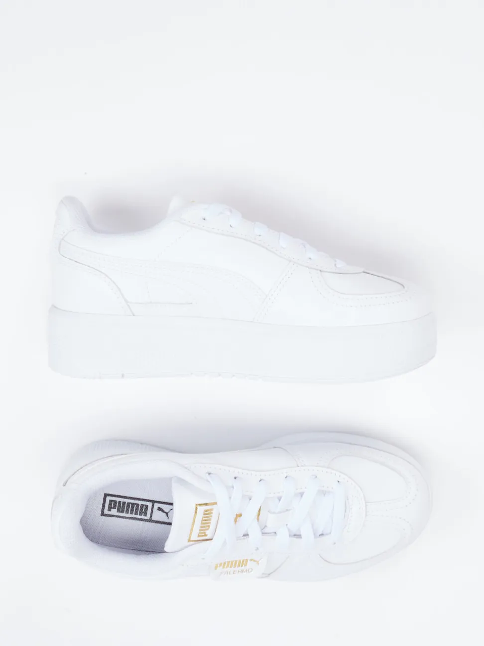 Puma – Platform Sneaker aus Glattleder Weiß