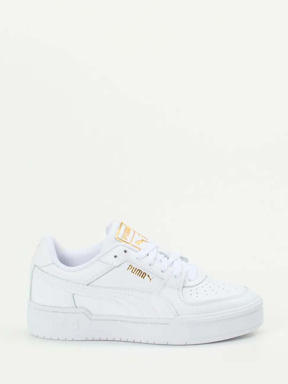 Puma – Sneaker aus Glattleder Weiß mit Goldakzenten