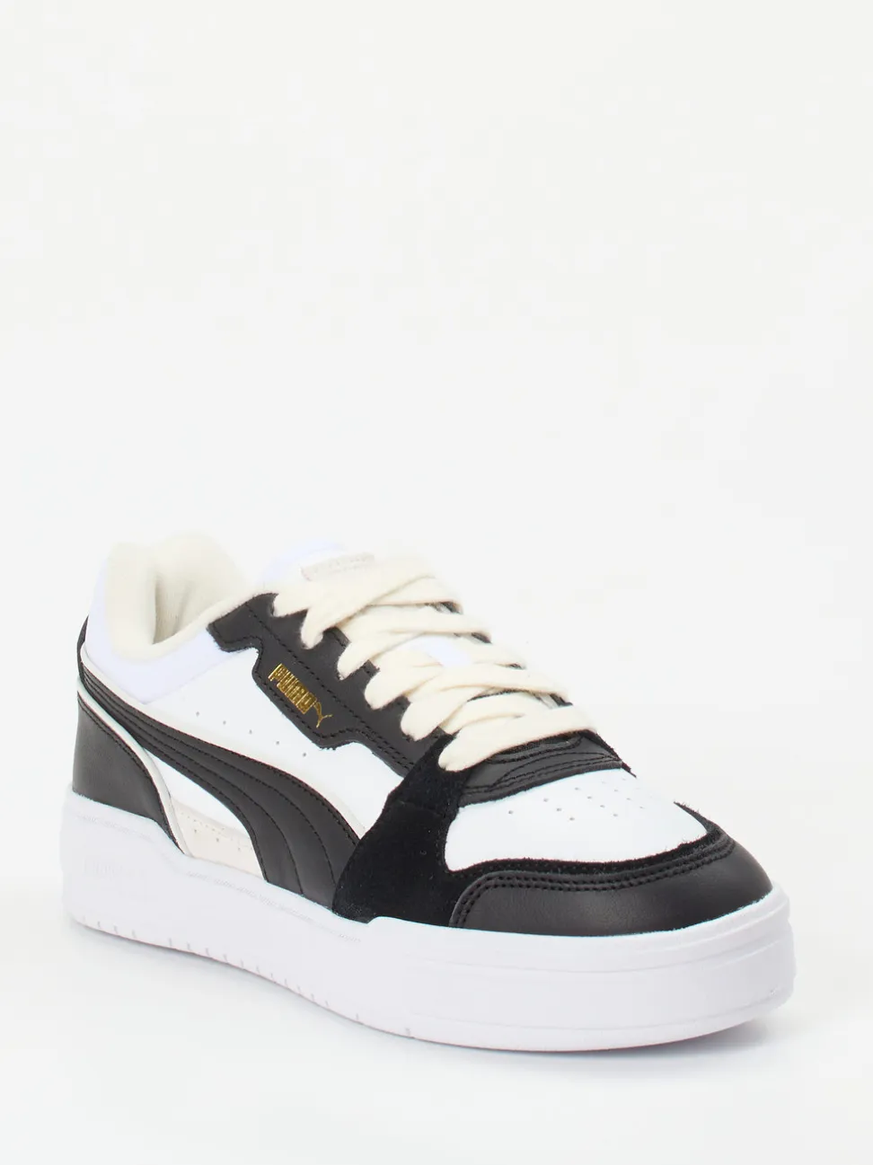 Puma – Sneaker aus Leder in Weiß mit Gold-Details