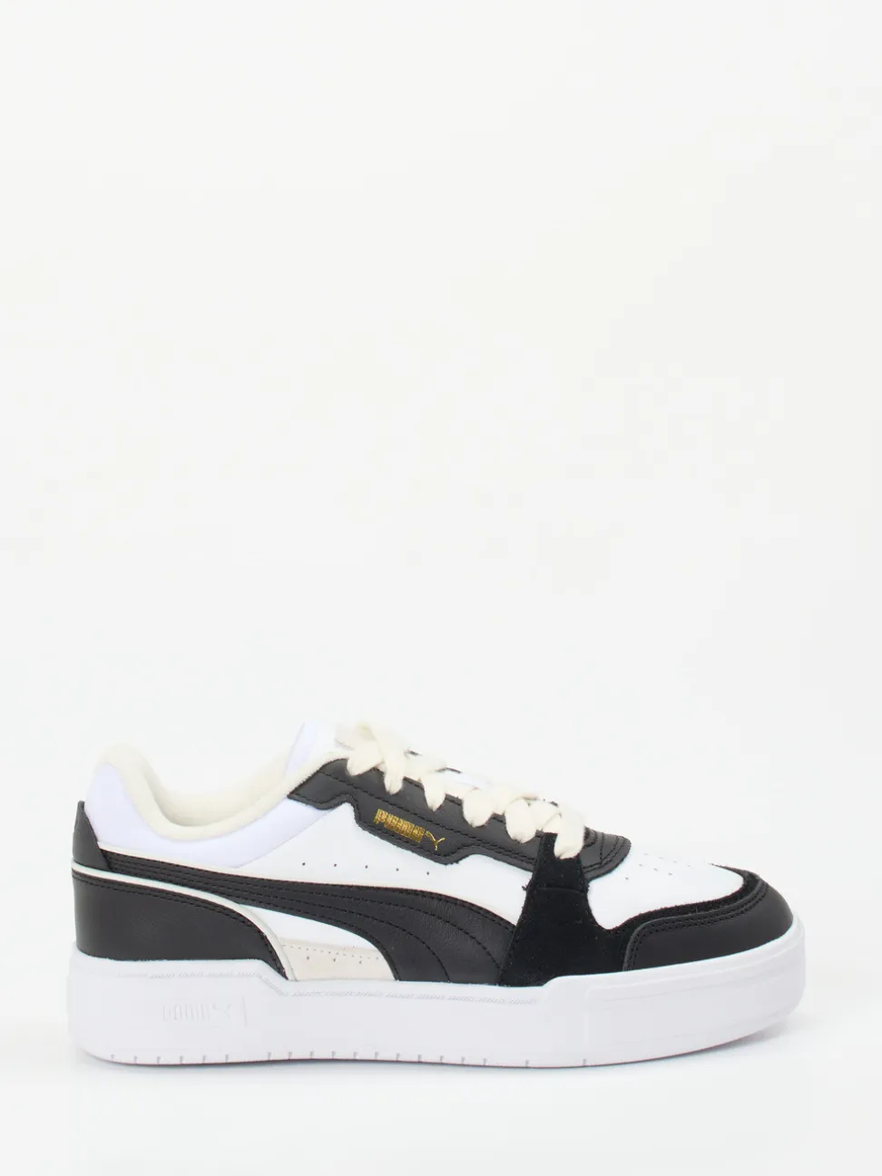Puma – Sneaker aus Leder in Weiß mit Gold-Details