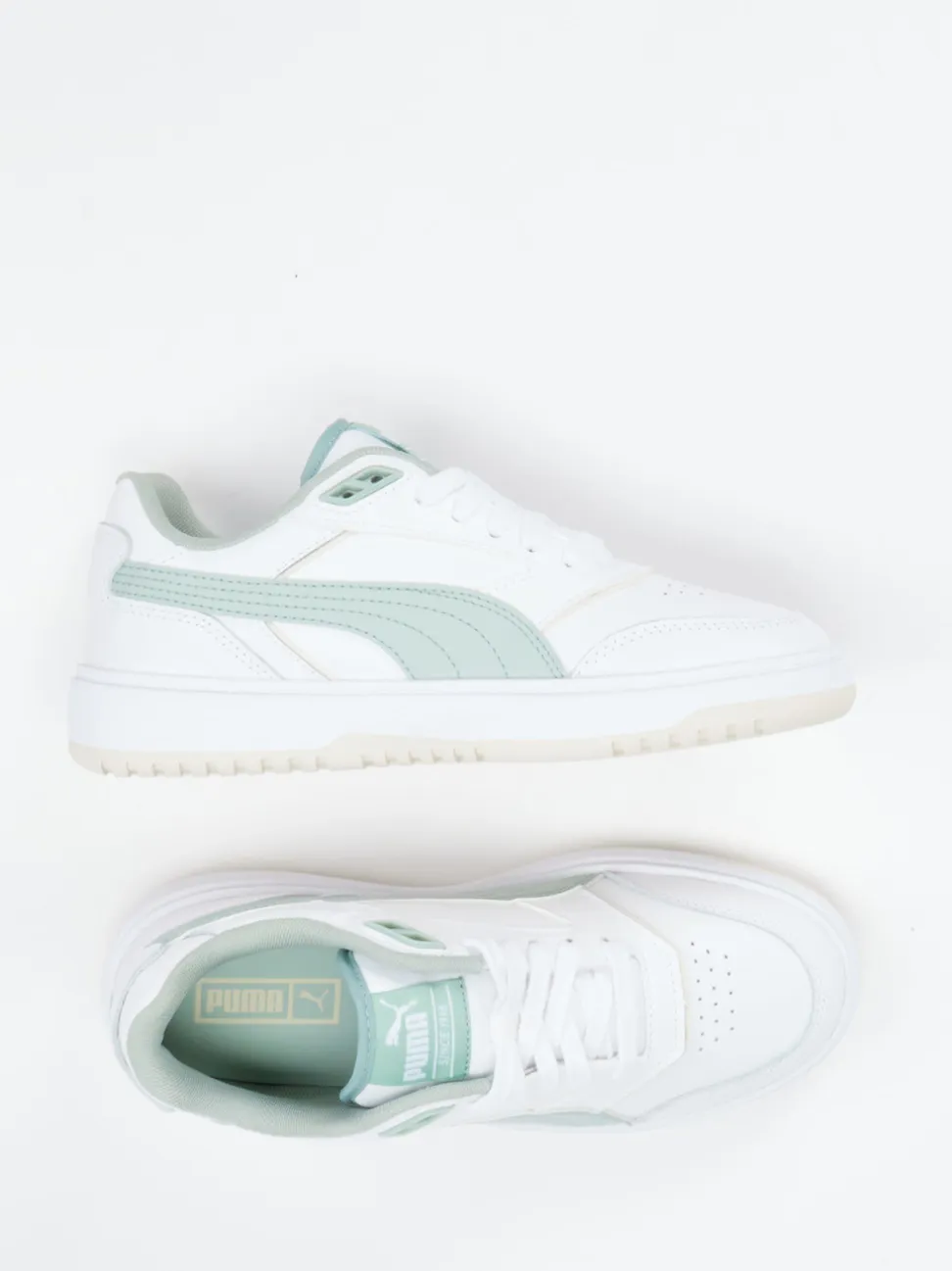 Puma – Sneaker aus Leder Weiß Salbeigrün