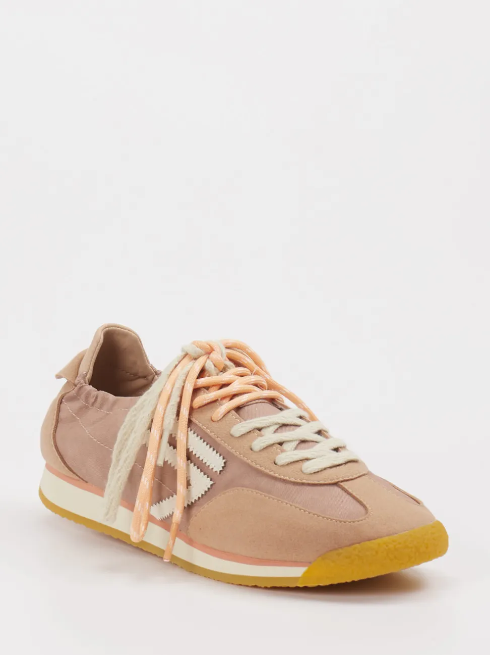 Puraai – Retro-Sneaker aus Velour/Textil altrosa