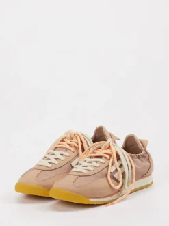 Puraai – Retro-Sneaker aus Velour/Textil altrosa