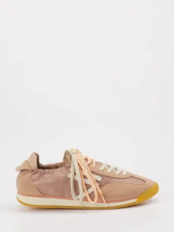Puraai – Retro-Sneaker aus Velour/Textil altrosa