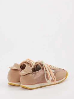 Puraai – Retro-Sneaker aus Velour/Textil altrosa