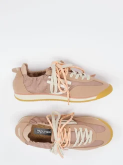 Puraai – Retro-Sneaker aus Velour/Textil altrosa