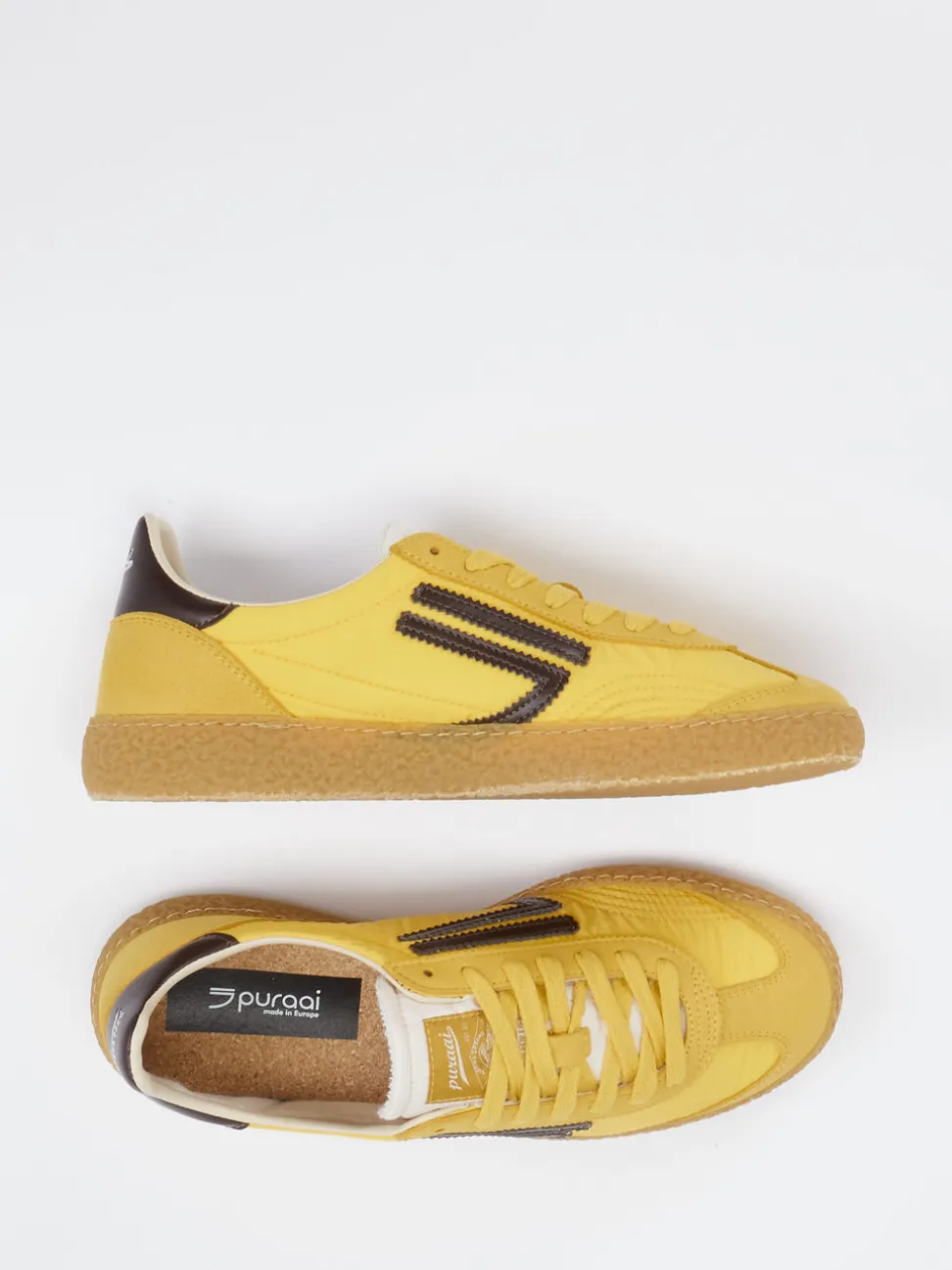 Puraai – Retro-Sneaker aus Veloursleder/Textil gelb