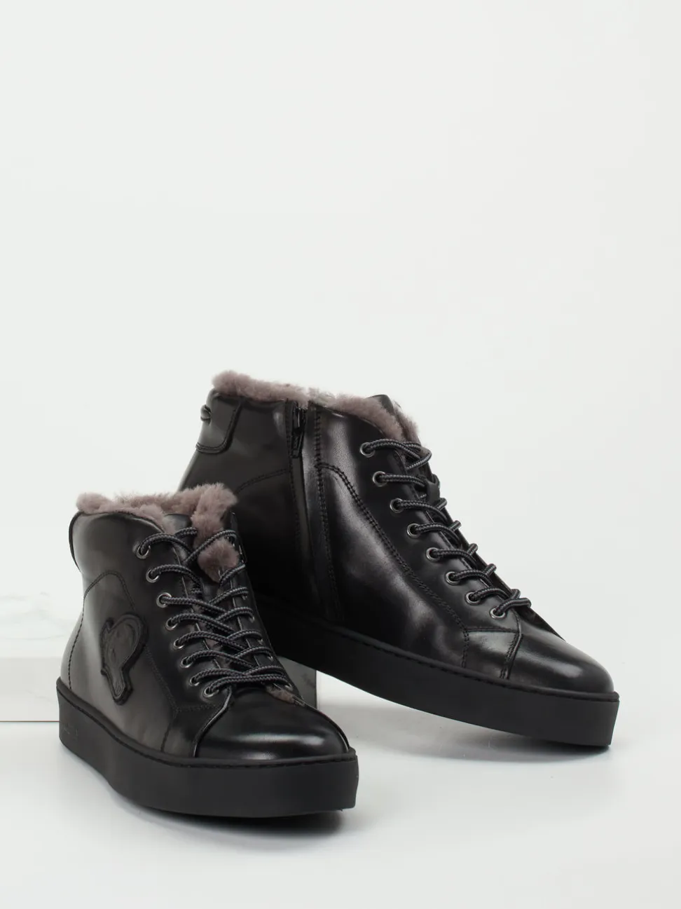 Quarvif – High-Top-Sneaker aus Kalbleder schwarz