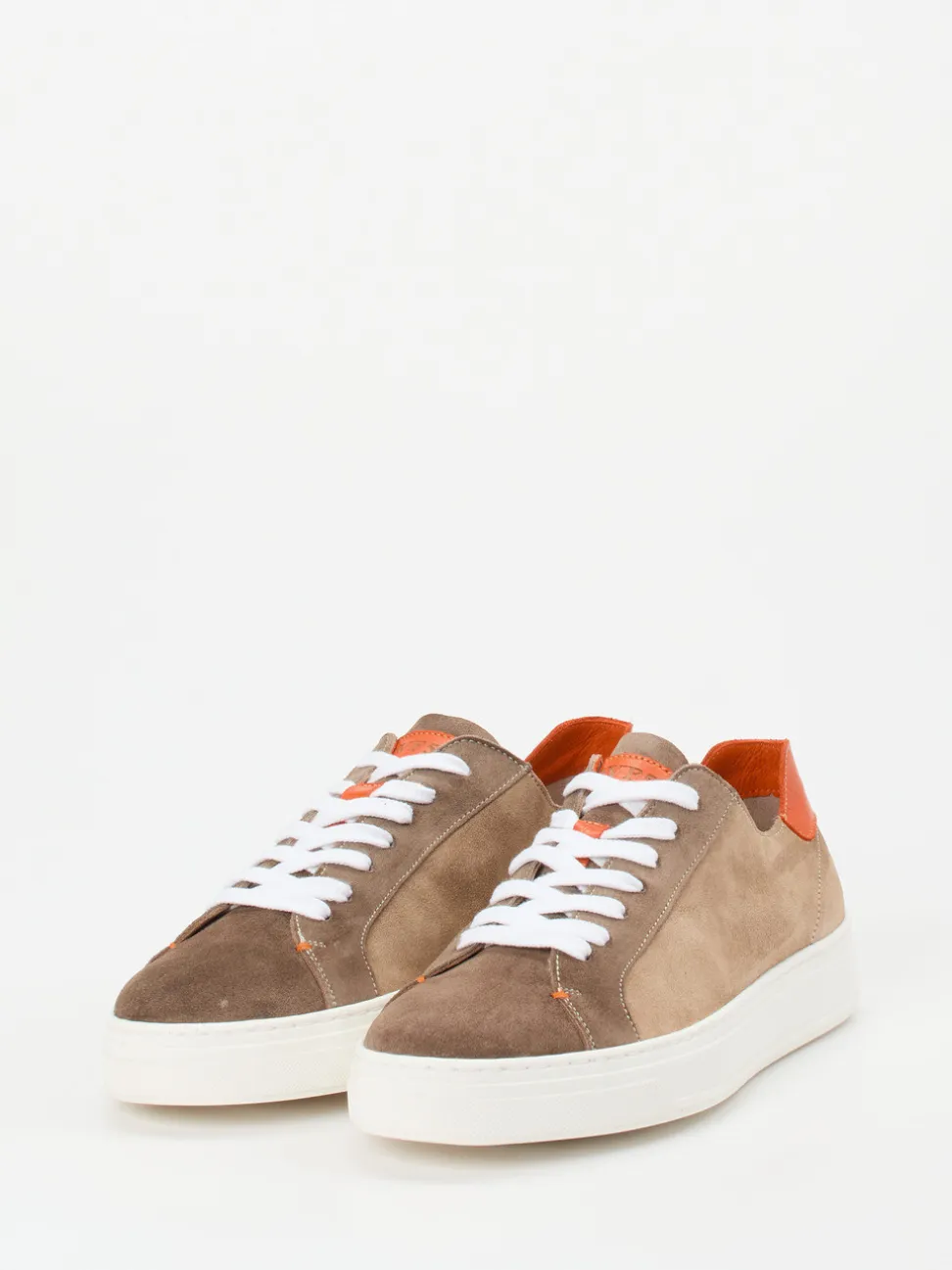 Quarvif – Sneaker aus Ziegenleder in Taupe-Orange