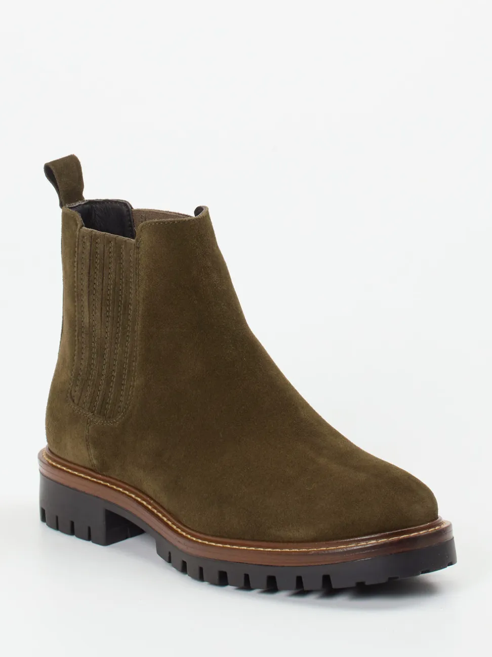 Ralph Harrison – Chelsea Boots aus Veloursleder olivgrün