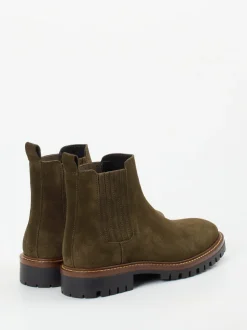 Ralph Harrison – Chelsea Boots aus Veloursleder olivgrün