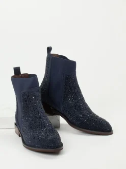 Ralph Harrison – Chelsea Boots aus Veloursleder Dunkelblau
