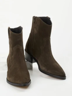 Ralph Harrison – Cowboyboots aus Veloursleder dunkelbraun